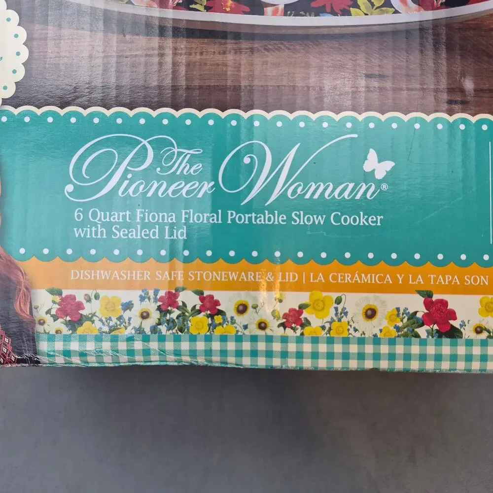 Hamilton Beach Fiona Pioneer Woman 6 Qt Blue Floral Crock Pot Slow Cooker NEW